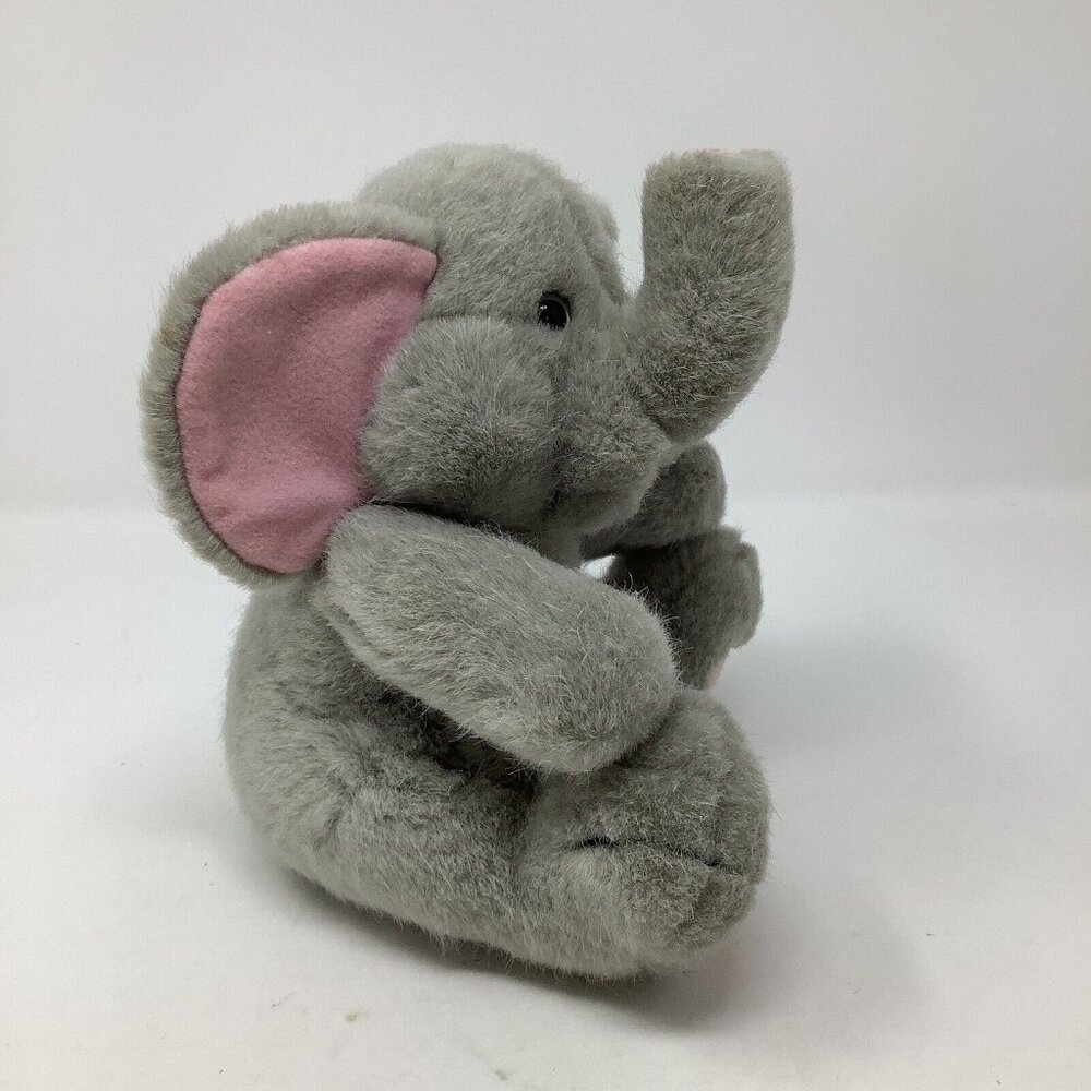 Dakin Elephant Gray Pink‎ Ears Plush Stuffed Animal Vintage 1993